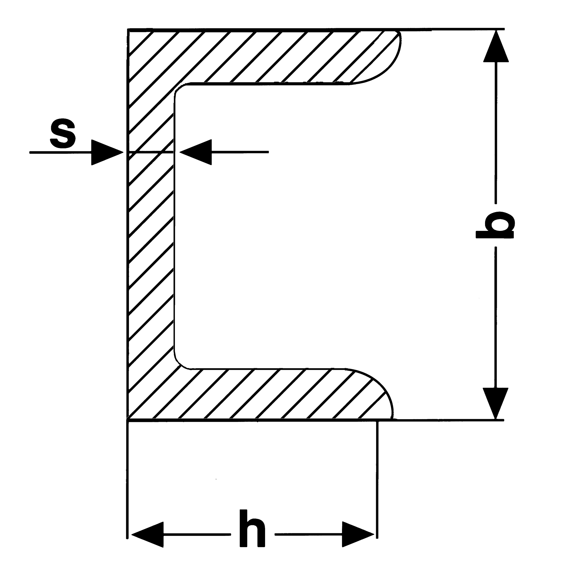 U-Profil aus Aluminium EN AW-6060 gepresst - Zeichnung